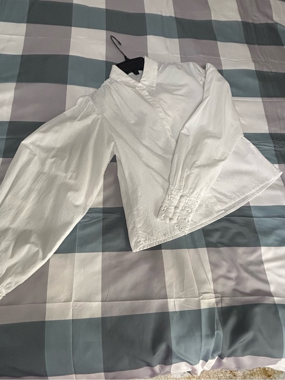 Express White Puff Sleeve Collared Blouse